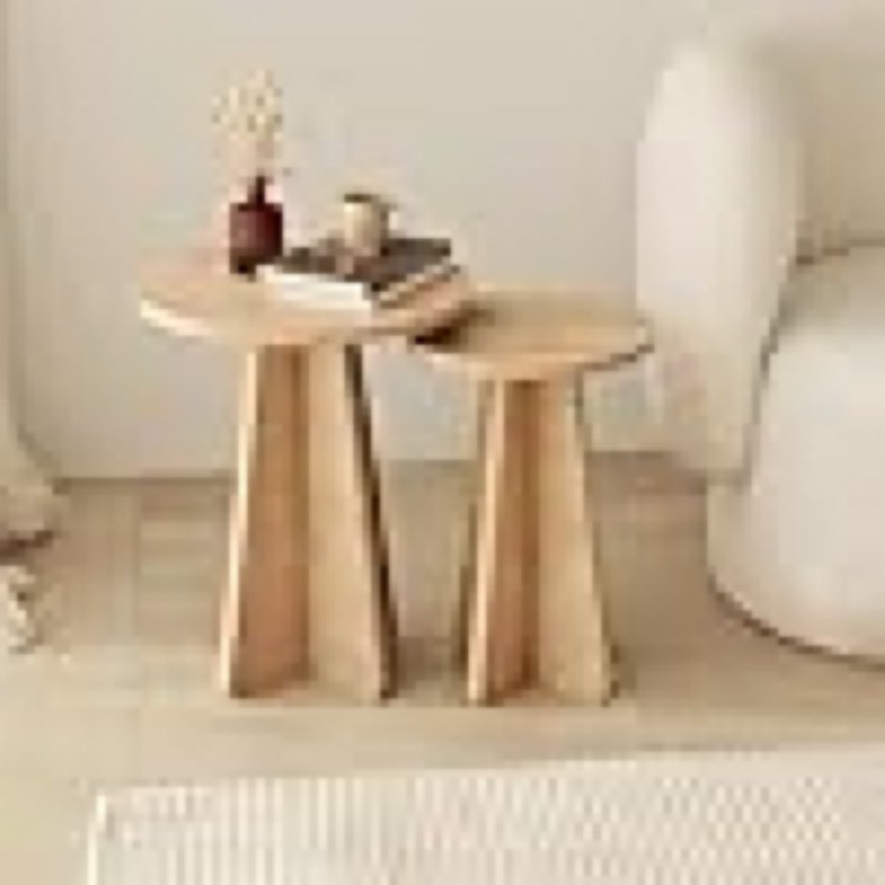 Modern Round Side Table, Nesting Wooden Coffee Tables, Oak Coated Chipboard Wood End Table, Mid Century Set of 2/3 Living Room Mushroom Tables (Set of 2)