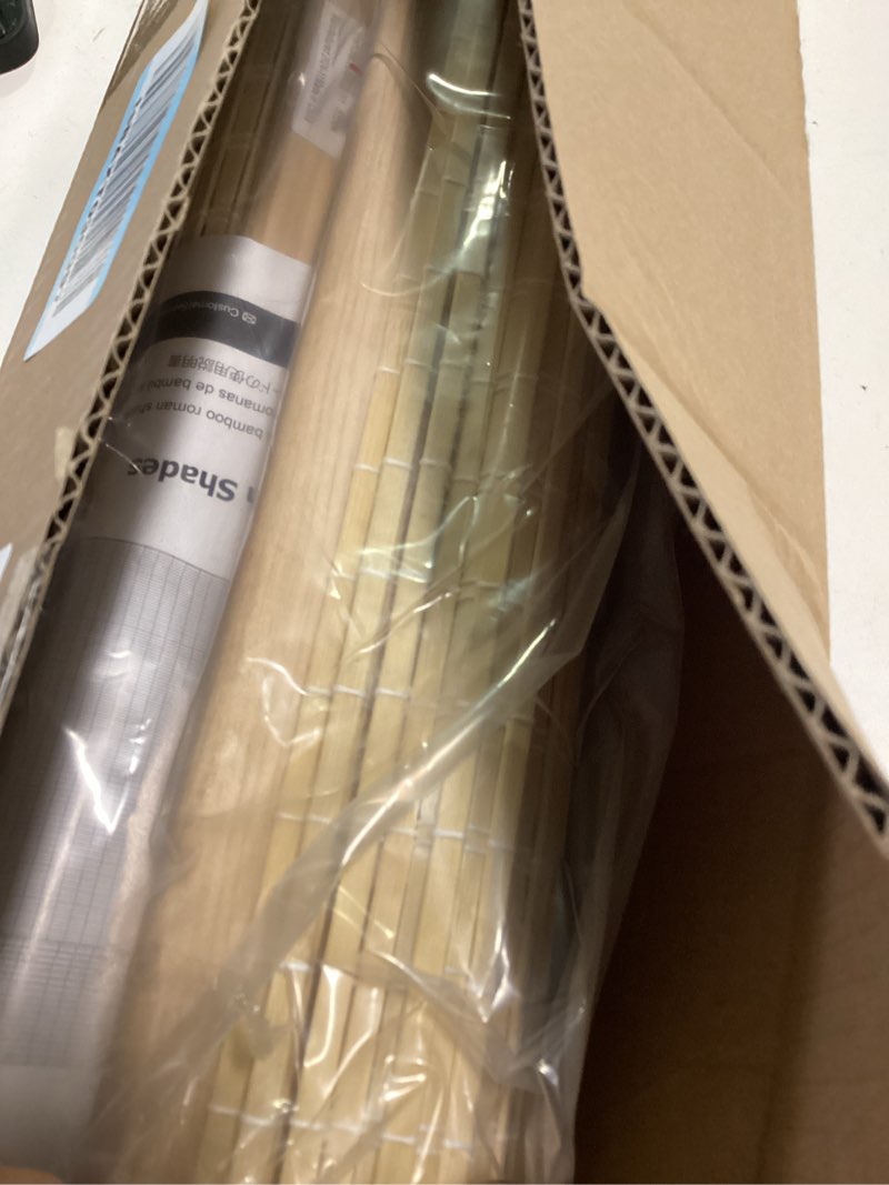 Condition photo showing New/Like New for LazBlinds Cordless Bamboo Roman Shades, Privacy Window Treatment, Roll Up Bamboo Blinds for Windows, 23'' W x 60'' H Privacy - Whitewash 23'' W x 60'' H