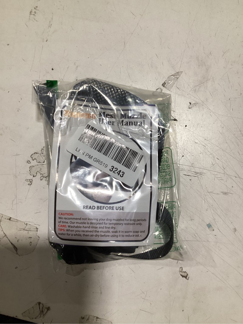 Condition photo showing Good Condition for mayerzon dog muzzle, soft mesh muzzle for small medium large dogs anti bite scavenging, breathable adjustable mouth guard for german shepherd labrador golden retriever in grooming walking vet visits black m [snout cir: 9¾"-10¾"]