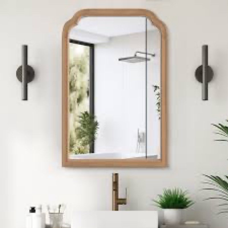 WallBeyond Wood Frame Wall Mirror Rounded Corner Arch Rectangle Mirror for Entryway, Living Room or 