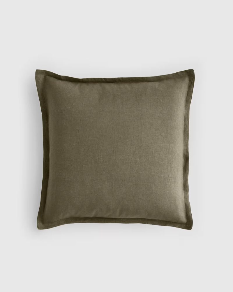 quince european linen euro sham usty olive 22x22in