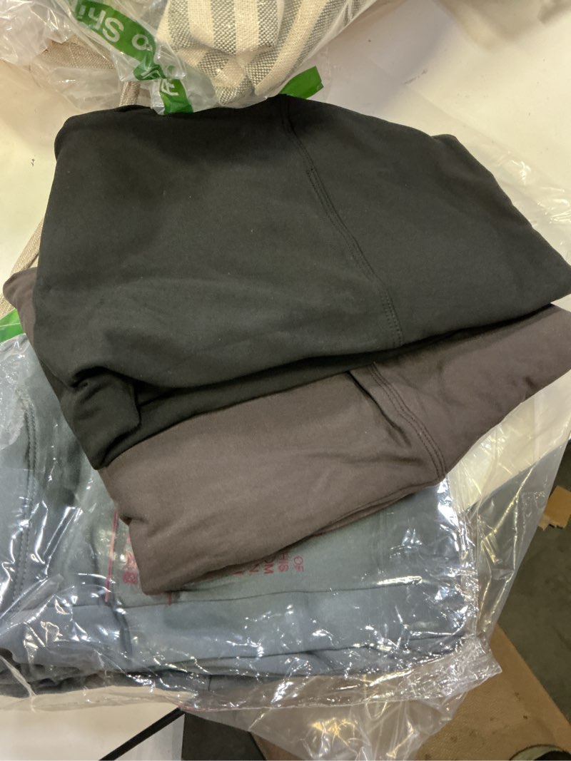 Condition photo showing Good Condition for 3 pack fleece lined leggings women with pockets -warm winter yoga pants for women thermal running workout leggings black/grey/brown small-medium