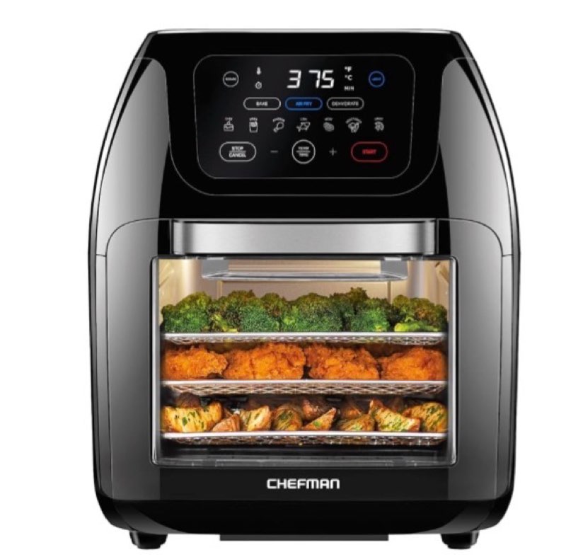 CHEFMAN Multifunctional Digital Air Fryer+ Rotisserie, Dehydrator, Convection Oven & Egg-Maker Rapid Poacher, Food & Vegetable Steamer, Quickly Makes Up to 6, Hard