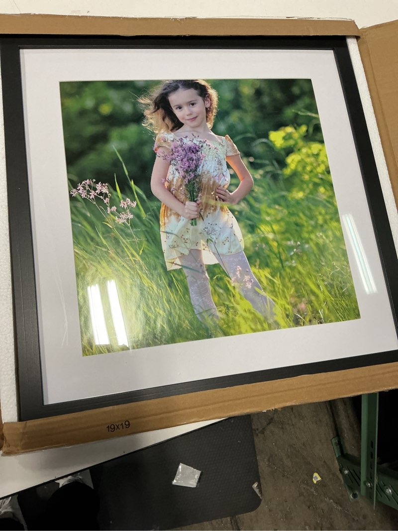 Condition photo showing Good Condition for ALLUCKYAN 19x19 Black Picture Frame Mat for 15x15 Photo Wall Mounting Poster Frame-1pcs Black 19x19