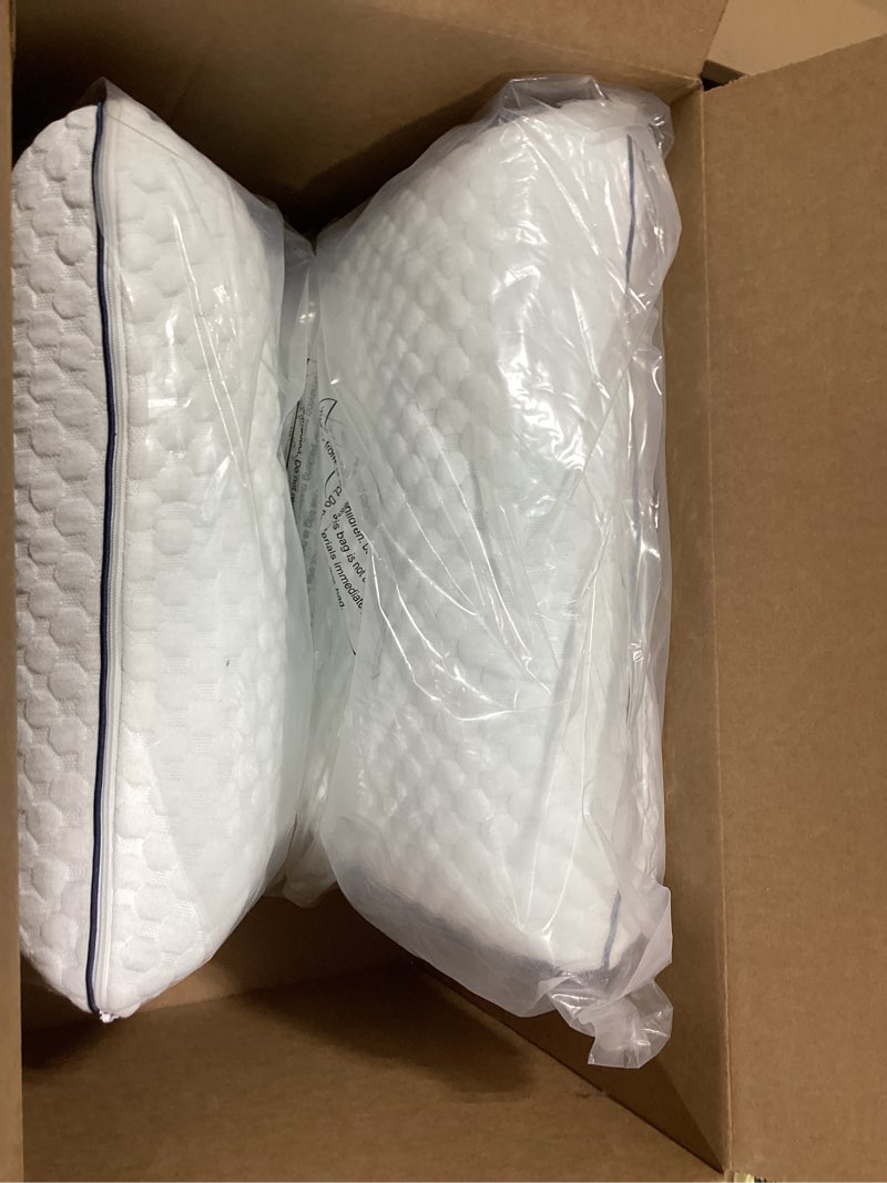 Condition photo showing Good Condition for Weekender Gel Memory Foam Pillow - Queen Size - 1-Pack - Medium Plush Feel - Neck and Shoulder Support - Side, Stomach, and Back Sleepers - Home, Hotel, & Hospital Essentials - CertiPur Certified Queen 1 Pack