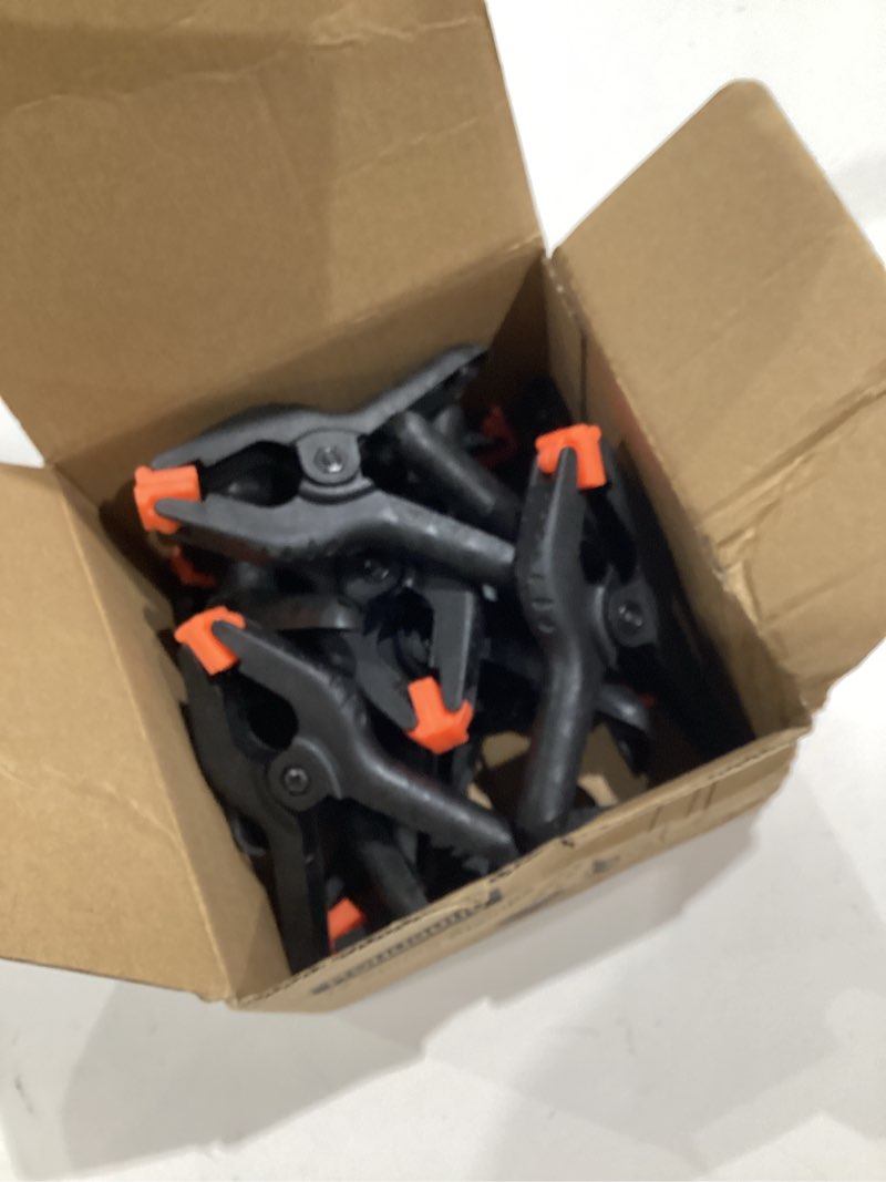Condition photo showing Good Condition for spring clamps 12 pack, 3.5 inch spring clips for crafts & professional backdrop clips, heavy duty plastic clamps for woodworking