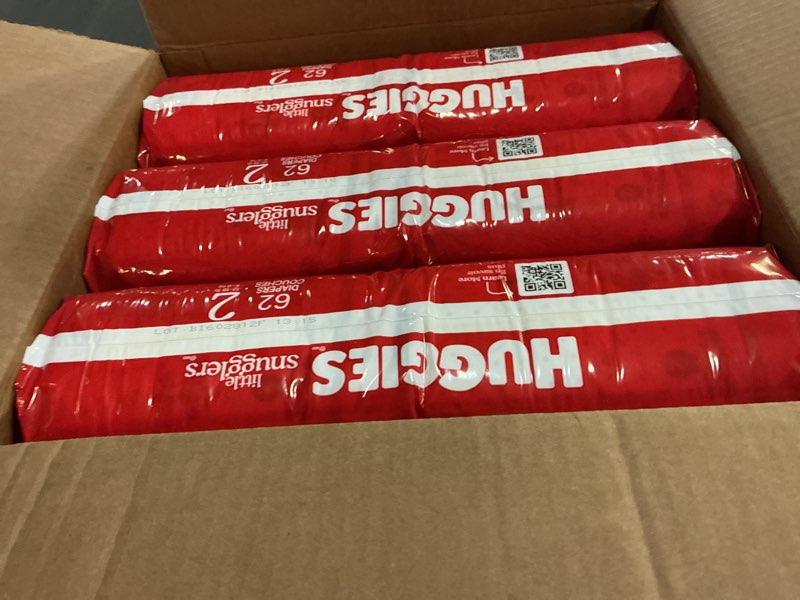 Condition photo showing New/Like New for Huggies Size 2 Diapers, Little Snugglers Baby Diapers, Size 2 (12-18 lbs), 186 Count (3 Packs of 62), Packaging May Vary