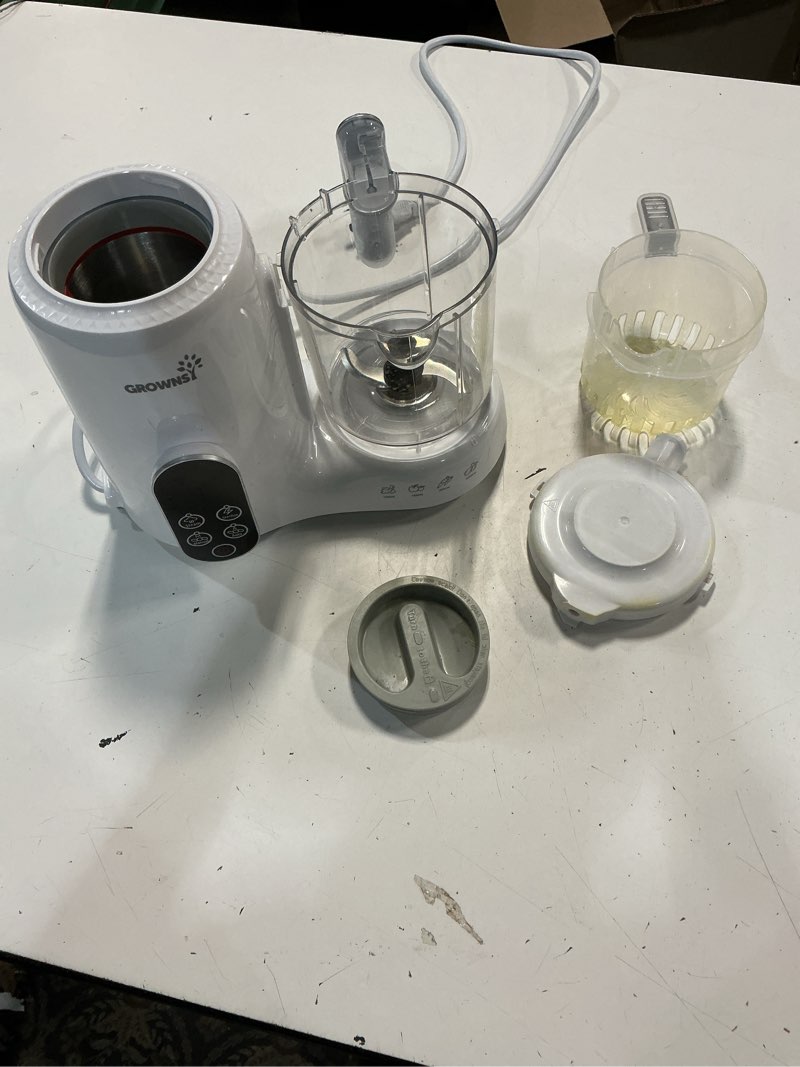 Condition photo showing As Is for grownsy baby food maker with steam basket, one step baby food processor steamer puree blender grinder mills machine, auto cooking grinding and sterili-zing for healthy homemade baby food, white