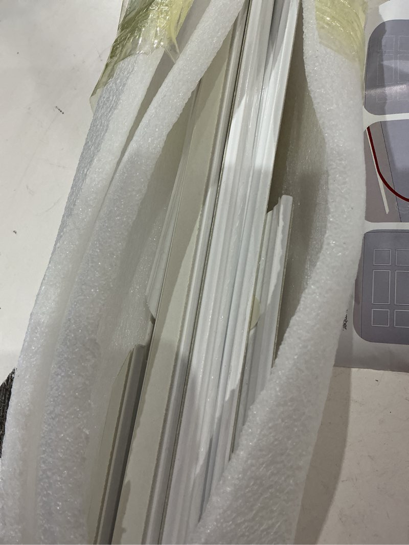 Condition photo showing As Is for peel and stick wall molding kit set of 6 frames, premade wainscoting panels for interior wall decor, molding trim for living room bedroom corridor home accent walls panel white