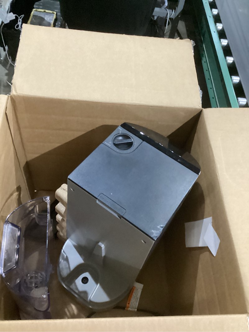 Condition photo showing As Is for ge profile smart grind & brew coffee maker w/podless single serve, 90oz water reservoir, 10 cup thermal carafe, voice control, adjustable burr grinder, sca certified, barista-quality, stainless steel