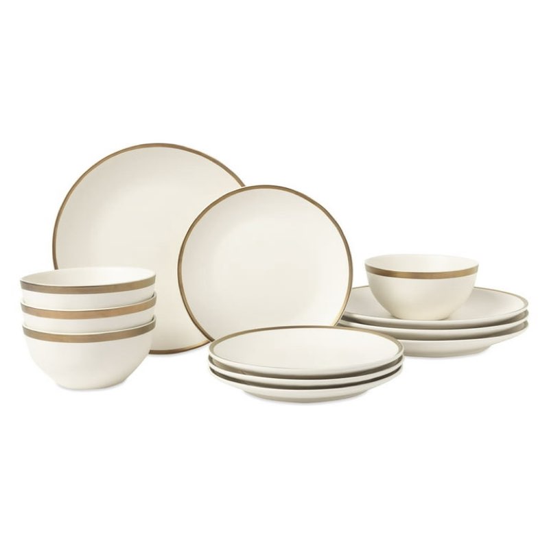 Thyme & Table Everest 12-Piece Ceramic Dinnerware Set Off-White