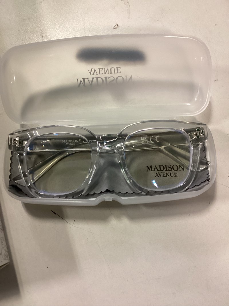 Condition photo showing As Is for Madison Avenue Blue Light Blocking Glasses Oversized Fashion Blue Light Glasses for Women Anti Eyestrain & UV Protection Computer Eyeglasses (Clear)