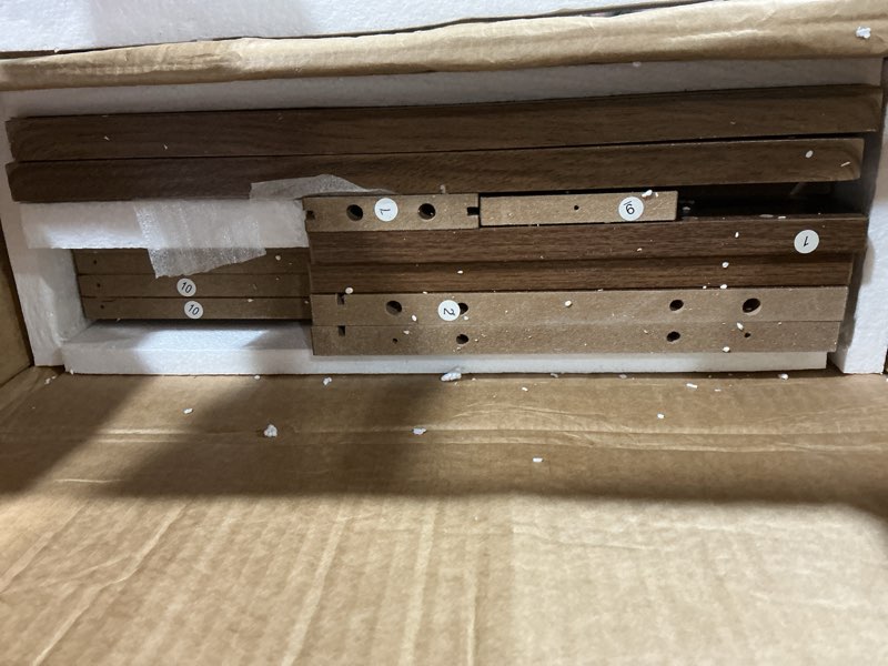 Condition photo showing As Is for Fluted Shoe Storage for Entryway, Walnut Hidden Cabinet with Metal Legs, Organizer with Flip Doors, Slim Entryway Storage Walnut Wide-23.6 IN