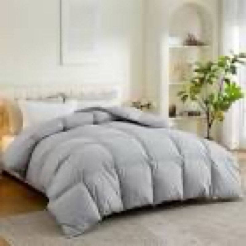 all-season luxe goose down comforter, full/queen, grey