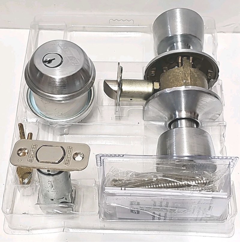 Schlage FB50 V BEL 626 Keyed Entry Bell Knob Lockset Satin Chrome Secure Durable ( similar