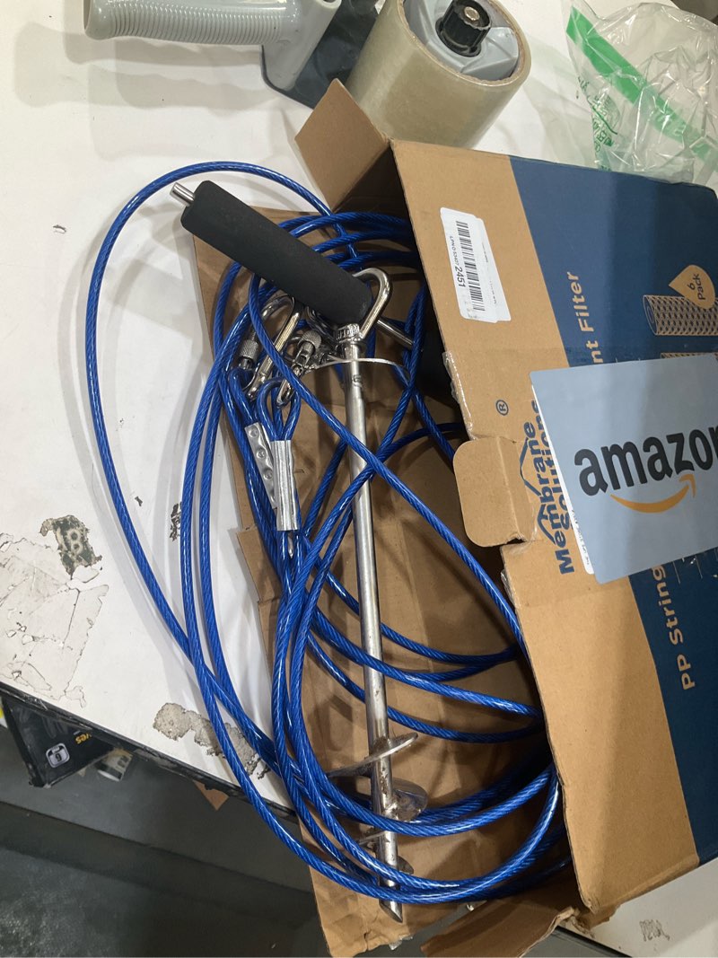 Condition photo showing Good Condition for catapamey dog tie out cable and stake,with 30ft heavy duty cable,360° swivel dog run stake-no tangle-runner for yard,-suitable for up to 150 lbs- idela for yard outdoor camping stake + 30 ft cable | 150 lbs