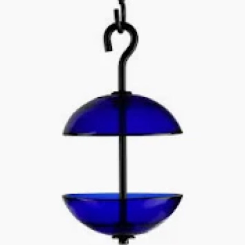 Hanging double poppy bird feeder mosaic birds cobalt