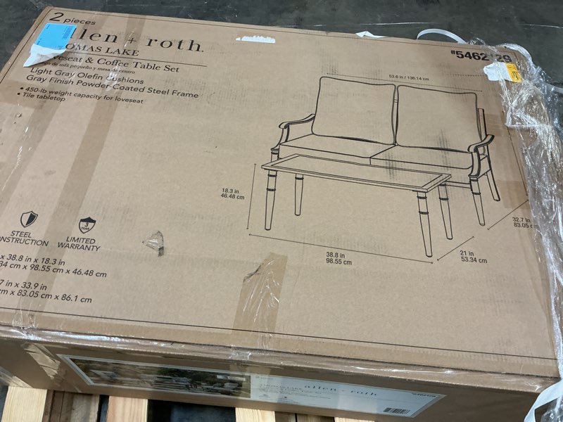 Condition photo showing Good Condition for allen + roth thomas lake 2-piece patio conversation set with gray cushions