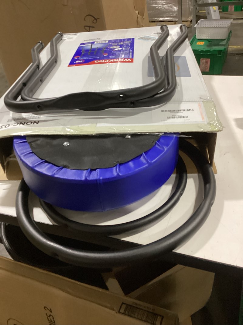 WORKPRO W112003 Garage Shop Stool, Heavy-Duty Steel Construction Garage Stool, Swivel Cushion Seat, 