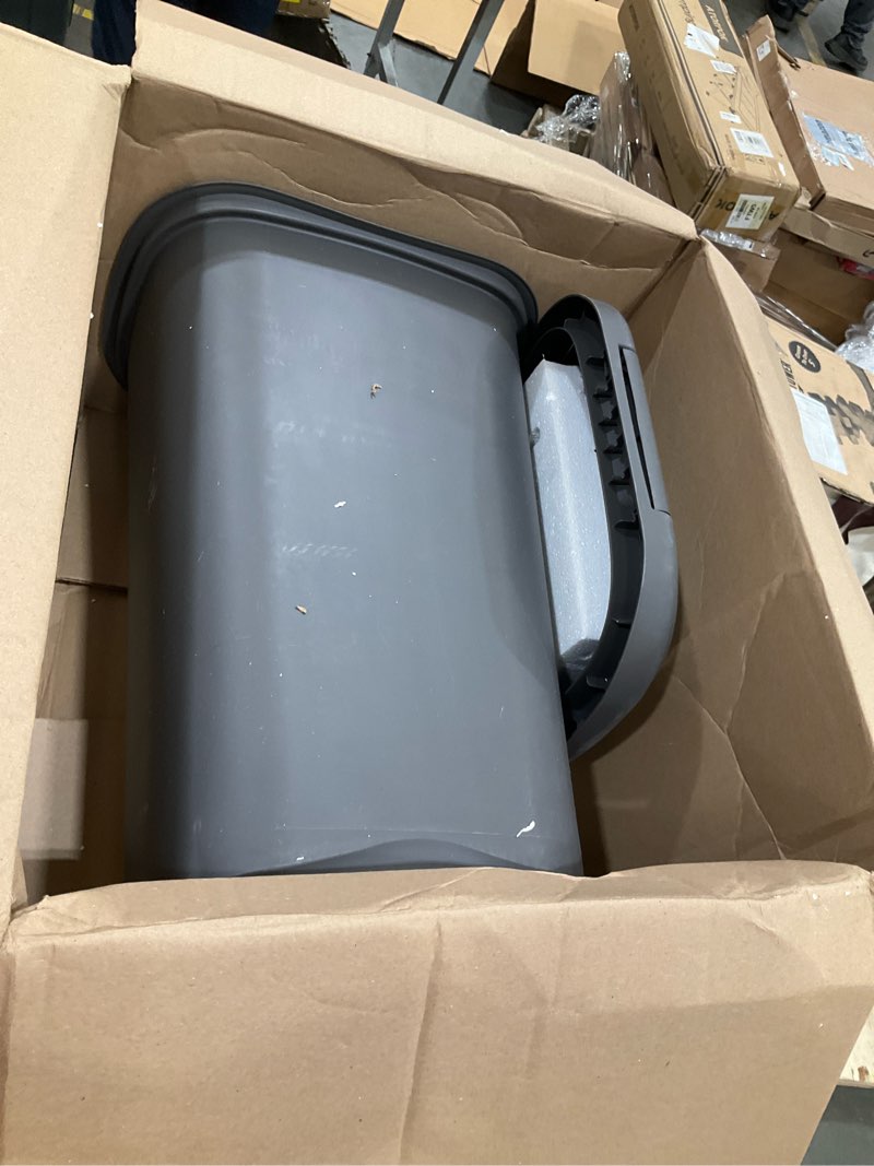Condition photo showing Good Condition for rubbermaid spring top trash can with lid 13 gallon gray plastic garbage bin for home/kitchen/office/garage spring top gray