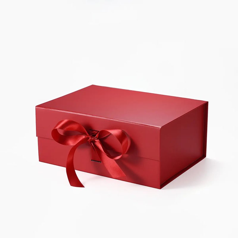 A5 Deep Red Magnetic Gift Box with Ribbon