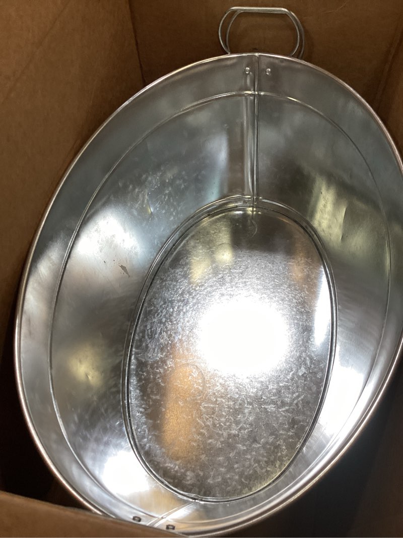 Condition photo showing Good Condition for galvanized oval bucket container centerpiece 5" x 9" - rustic wedding and home decor