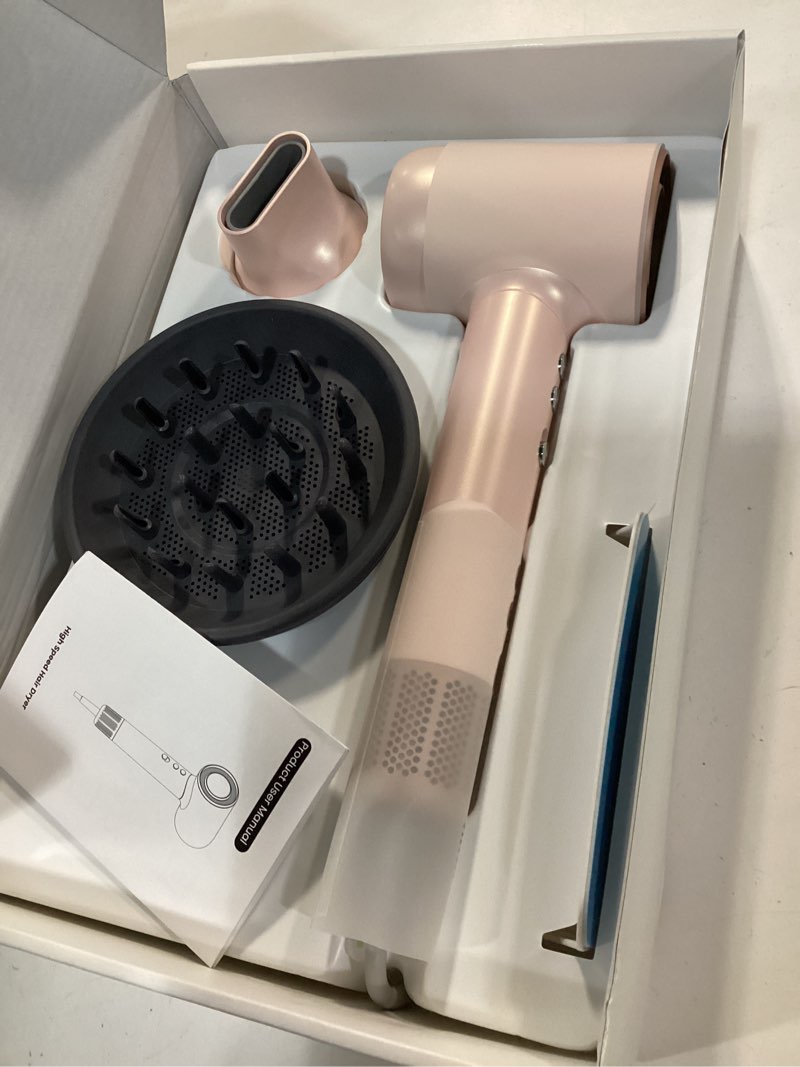 Condition photo showing New/Like New for Hair Dryer, Professional Blow Dryer with 140000 RPM High-Speed Brushless Motor for Fast Drying, Plasma Ionic Low Noise Quiet, Magnetic Diffuser & Cold Air Shot for Home Travel Salon,Pink