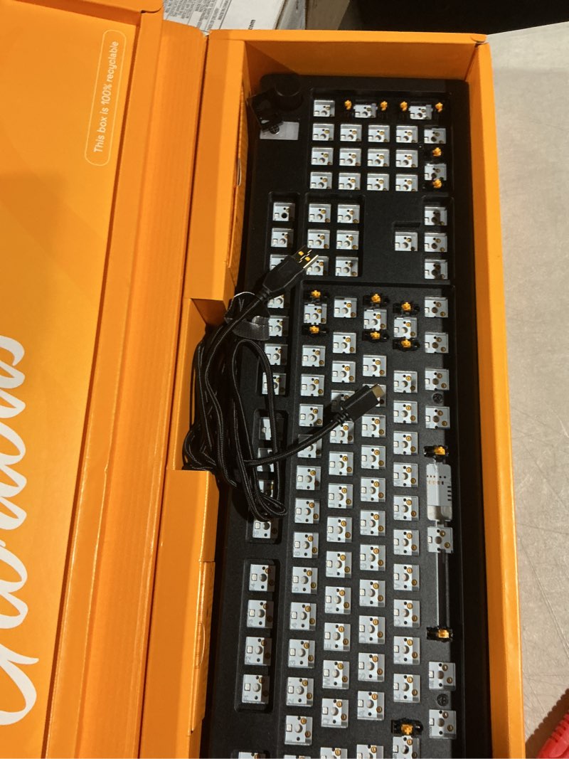 Condition photo showing As Is for GLORIOUS Gaming - GMMK 3 PRO Barebones Custom Keyboard Kit w/Knob, Custom Modular Aluminum Body & Gasket System, Hotswappable 100% Keyboard, Sound Dampening Foam, Aluminum Switch Plate ANSI (Black) Black Full Size GMMK 3 Pro