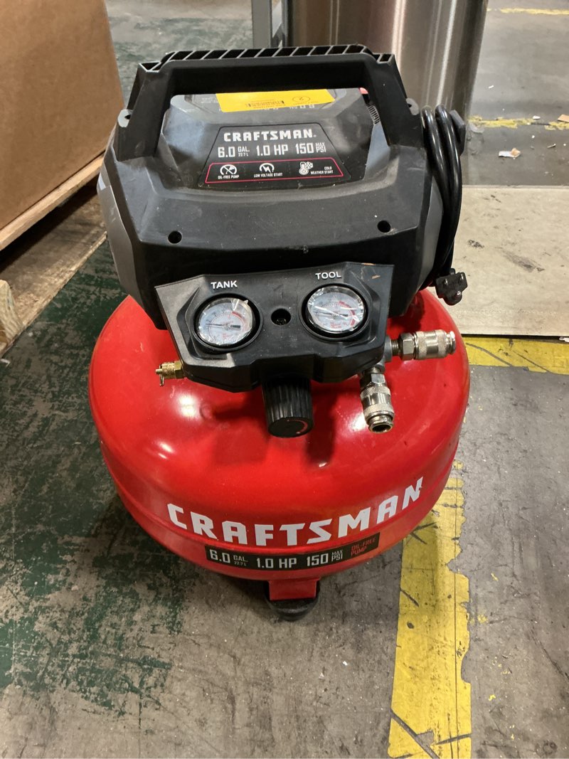Condition photo showing As Is for CRAFTSMAN 6-Gallon Portable Electric 150 PSI Pancake Air Compressor