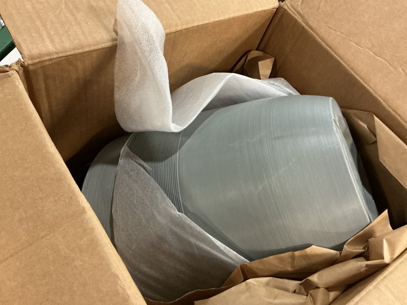 Condition photo showing Good Condition for psw pot collection 12-inch plastic/stone/wood composite large ribbed planter – no drainage hole (drillable), indoor/outer garden pot for foliage, trees, flowers, ferns, cement gray 12"x10" cement