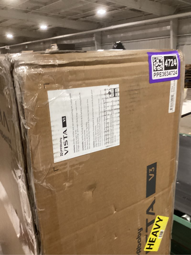 Condition photo showing New/Like New for UPPAbaby Vista V3 Stroller - Full-Size Single-to-Double Stroller System - Toddler Seat, Bug Shield, Rain Shield, and Storage Bag Included - Declan (Oat Mélange/Silver Frame/Chestnut Leather) Declan (Oat Mélange) Vista V3 Stroller