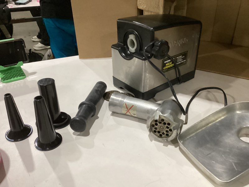 Condition photo showing As Is for used not tested similar to stock photo cuisinart electric meat grinder, stainless steel cuisinart meat grinder
