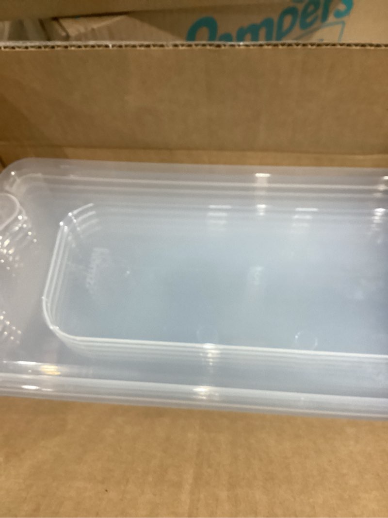 Condition photo showing Good Condition for HOMZ 5-Pack Latching Lid, Clear Plastic Storage Organizer Bins, 7.5 Quart, Gray Latch - Stackable Organizing Containers for Home, Garage, and Office Gray 7.5 QT (5 Pack)