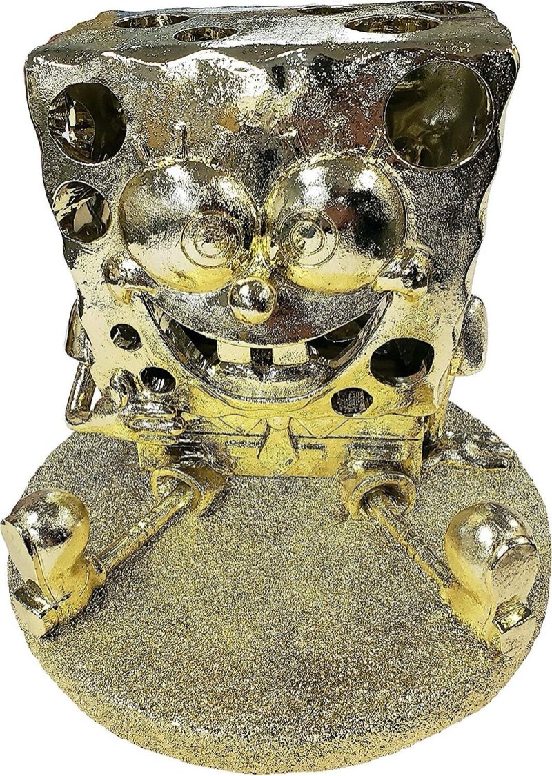 Penn-Plax SpongeBob with Swim Through Golden Edition Aquarium Ornament, 5.15-in