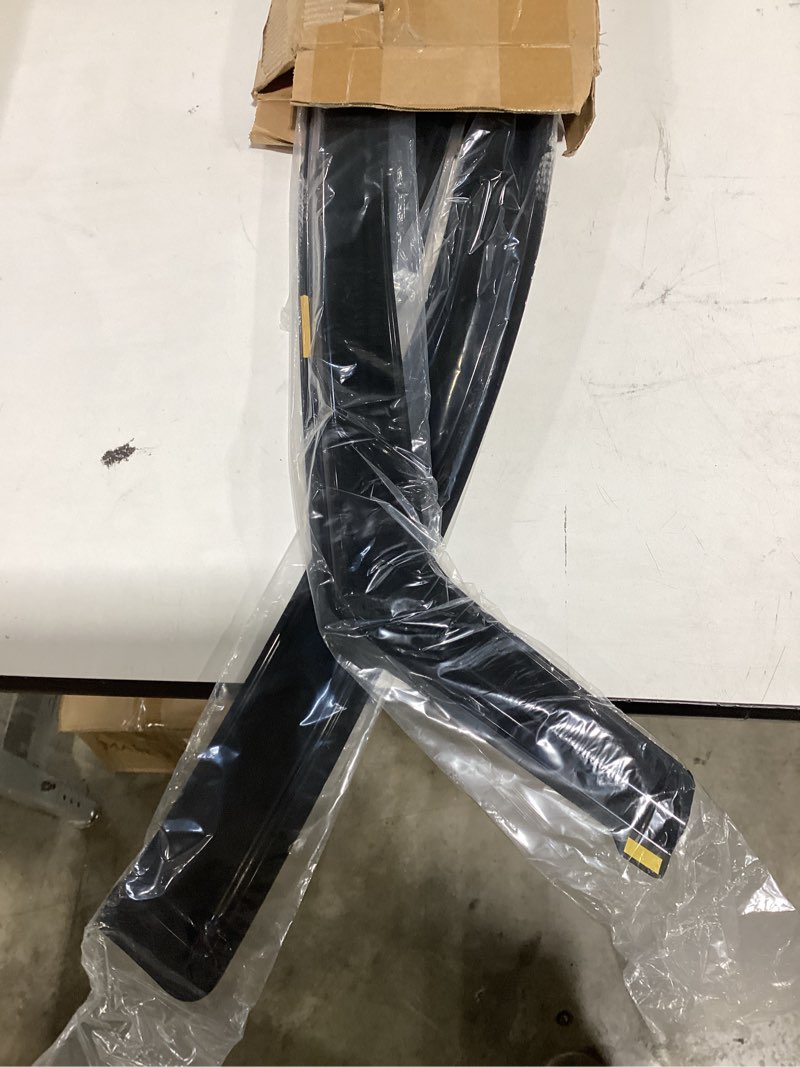 Condition photo showing As Is for 4pcs sun rain wind deflectors door window visors outside mount channel style dark smoke tint 112-1138