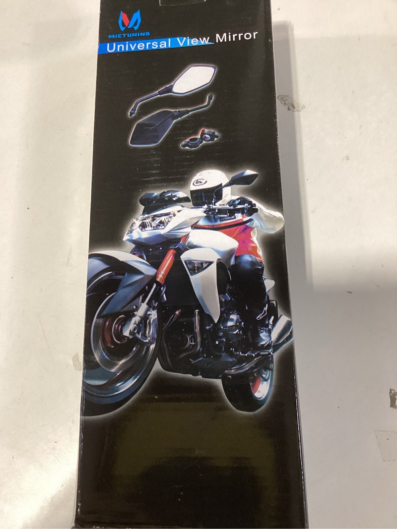 Condition photo showing New/Like New for MICTUNING Universal Hawk-eye Motorcycle Convex Rear View Mirror - with 10mm Bolt, Handle Bar Mount Clamp Compatible with Cruiser, Suzuki, Honda, Victory and More
