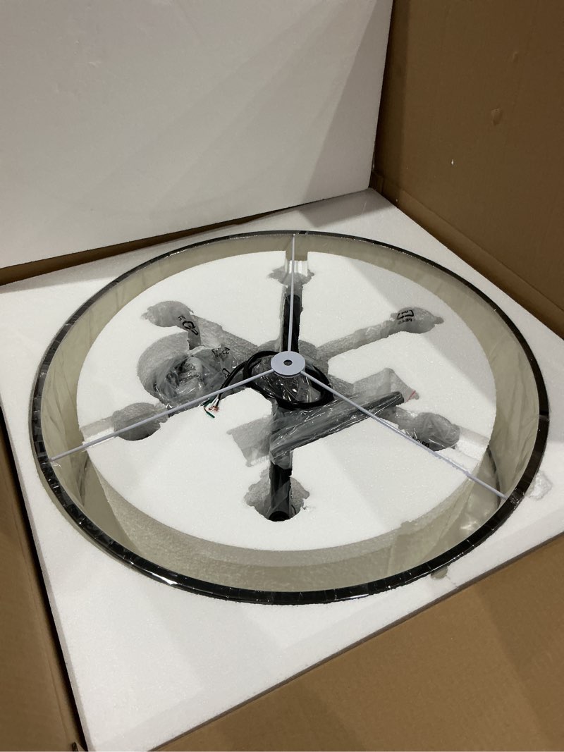 Condition photo showing Good Condition for 24" 6-light drum chandelier, modern large drum pendant light fixtures with white shade, black chandelier hanging ceiling light for dining room living room foyer kitchen entryway, adjustable height