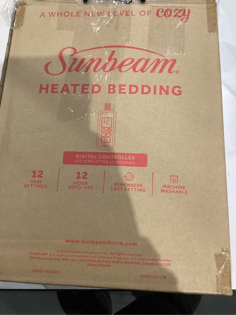 Condition photo showing As Is for Sunbeam Royal Ultra Fleece Heated Electric Blanket King Size, 90" x 100", 12 Heat Settings, 12-Hour Selectable Auto Shut-Off, Fast Heating, Machine Washable, Warm and Cozy, Indigo Indigo King