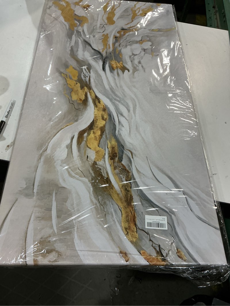 Condition photo showing New/Like New for art8yuqi paintings - texture color wall art abstract modern landscape abstract gold and silver flower artwork oil painting for decor (48x24 inch) 48" w x 24" h