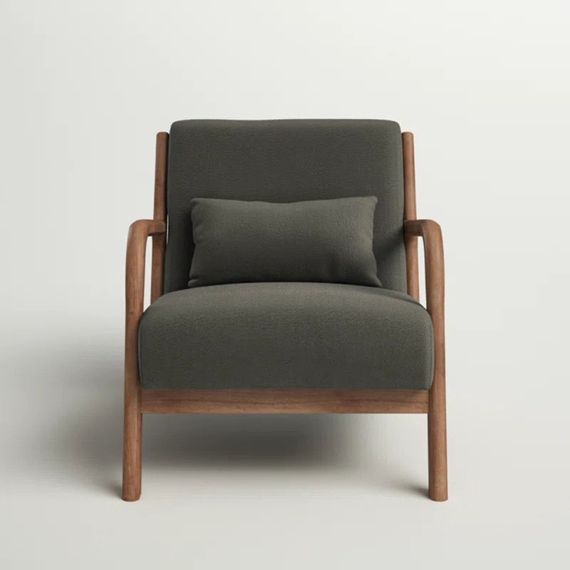 Hertford 26" Wide Mid Century Upholstered Solid Wood Accent Chair with an Extra Pillow