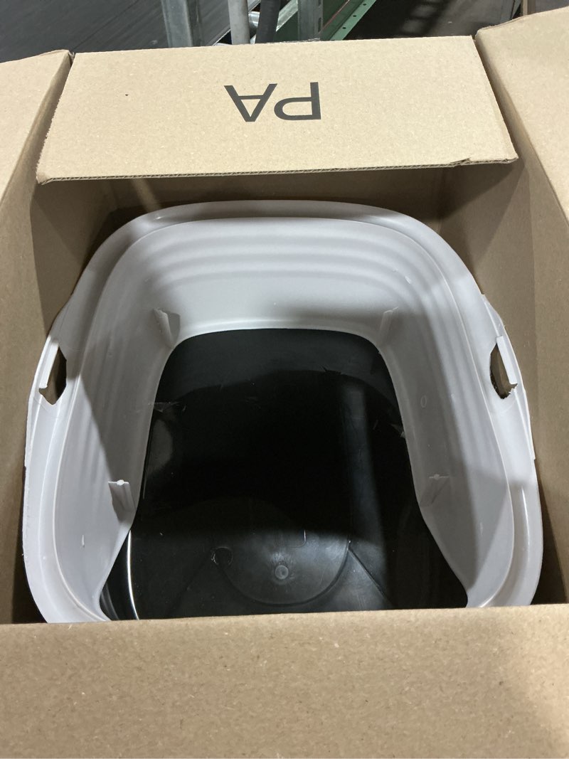 Condition photo showing As Is for arm & hammer rimmed cat litter box with high sides and microban, made in usa | tall sturdy walls help contain spray, scatter and spills, easy everyday scooping, durable tray suits messy diggers at home pearl white/ dark gray standard