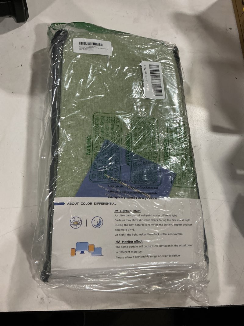 Condition photo showing Good Condition for inovaday 100% blackout curtains for bedroom, black out curtains 96 inch long, clip rings linen blackout drapes, thermal insulated room darkening for living room, 2 panels - sage green,w50xl96 sage green 50"w x 96"l (pack of 2)