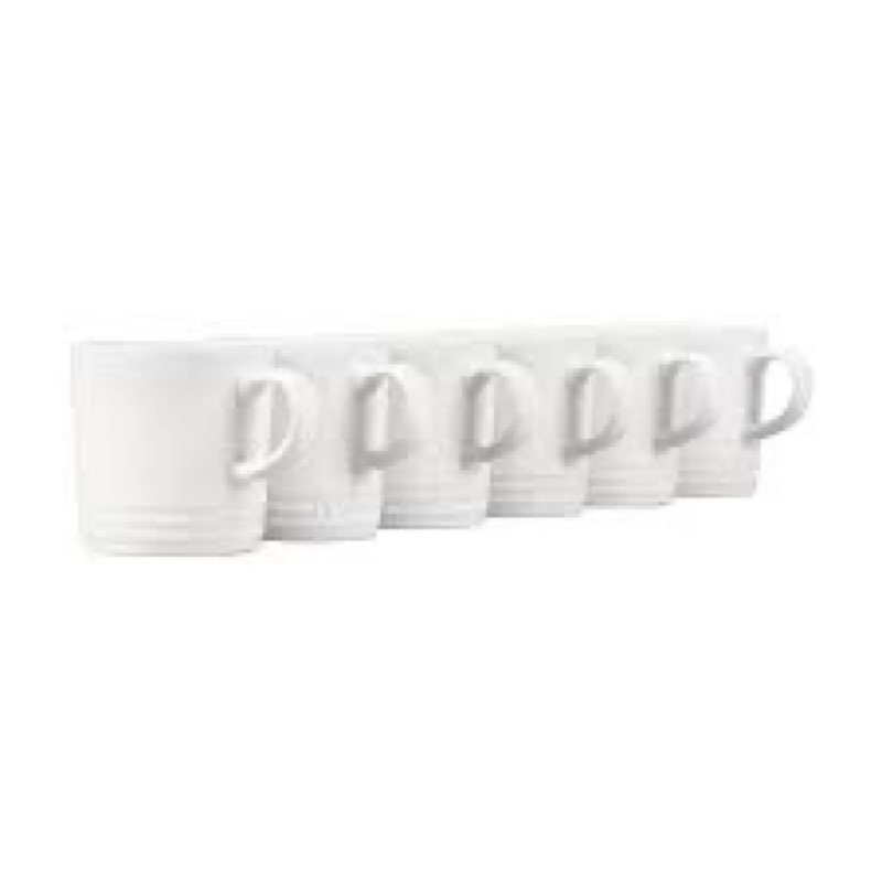 Le Creuset Stoneware Set of 6 London Mugs, 12 oz. Each, White