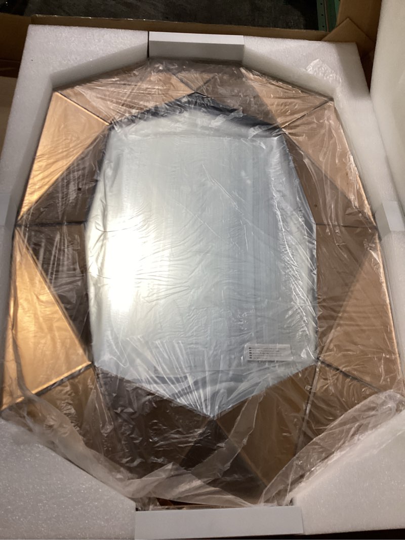 Condition photo showing New/Like New for Oval Wall Mirror Diamond-Shaped Stylish Glass Frame 40x28 inch Brown