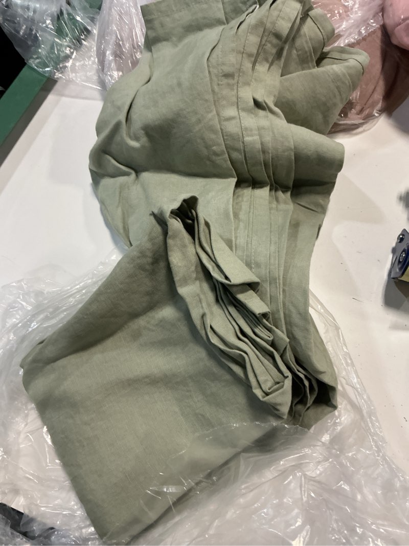 Condition photo showing As Is for european linen tablecloth, 70x90", willowleaf