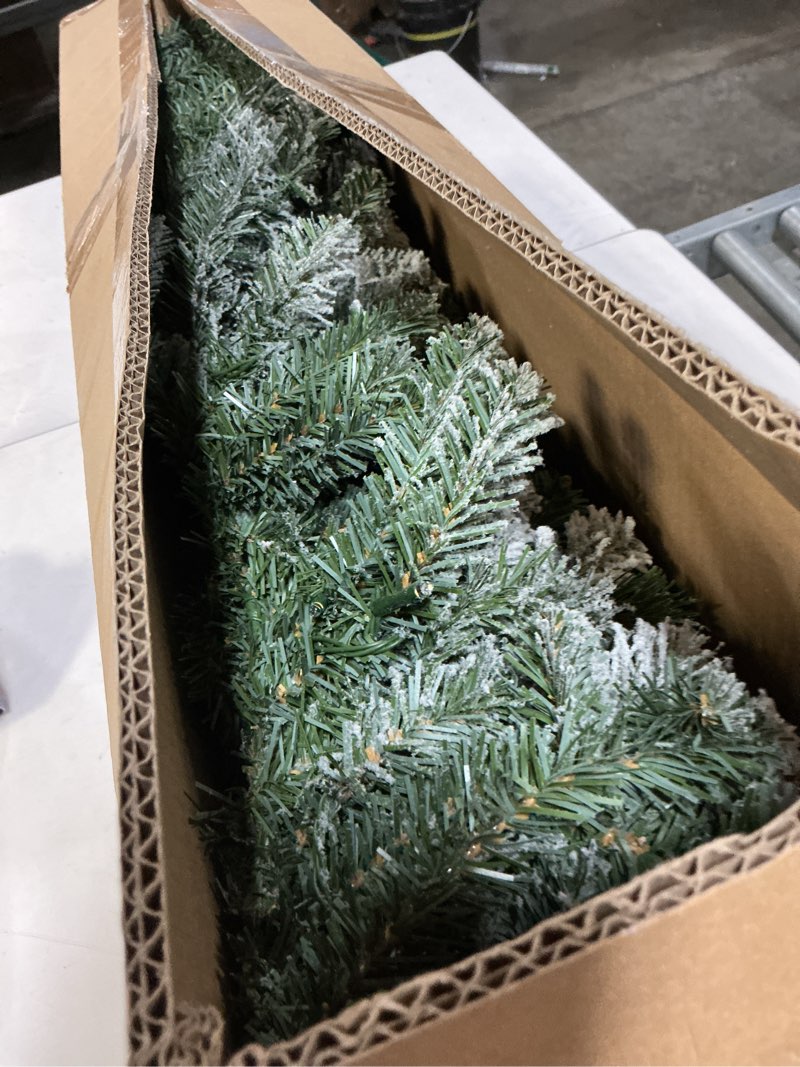 Condition photo showing Good Condition for Papyrus 2 Pack of 9 ft Pre-Lit Frosted Blue Spruce Garland, Artificial, Warm White Light, Battery Powered, Indoor/Outdoor 9 ft Frosted