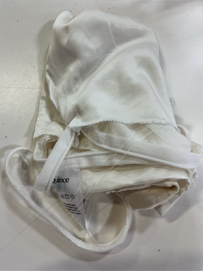 Condition photo showing As Is for 100% mulberry silk pillowcase, standard, ivory