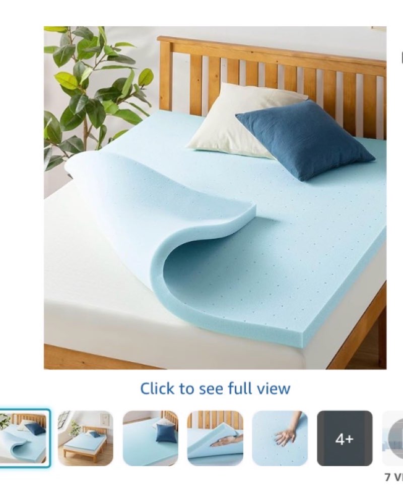 Best Price Mattress 2 Inch Ventilated Memory Foam Mattress Topper, Cooling Gel Infusion, Dorm Essentials, Twin XL Blue Twin XL 2 Inch