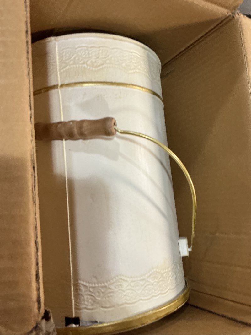 Condition photo showing Good Condition for Z&Z ornamentorum Outdoor Small Trash Can with Lid Dog Poop Trash Can Outside for Kitchen Park Garden and Pedal Round Touchless Garbage (White)