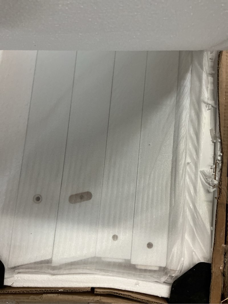 Condition photo showing Good Condition for Spirich Wood Twin Over Twin Bunk Bed with Slide and Ladder, Kids House Bunk Bed Frame with Tent Roof Cover,Windows, White Bunk Bed-white